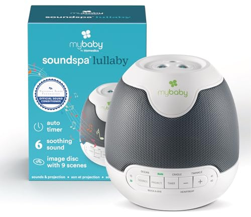 MyBaby Lullaby Sound Machine & Projector – Baby Sleep Machine Plays 6 Sounds & Lullabies, Projects Soothing Images - Auto-Off Timer, Adjustable Volume, Great for Baby Registry and Baby Shower Gifts