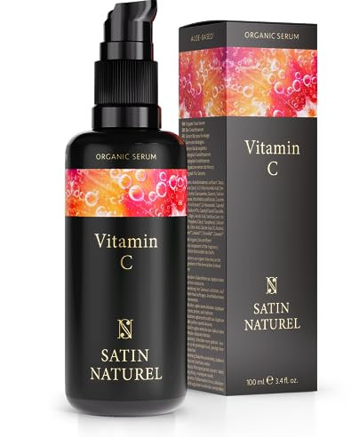 Satin Naturel Vitamin C Serum Gesicht 100ml - Mit Hyaluron + Bio Aloe Vera - Gesichtspflege Damen - Augenringe entfernen, Pigmentflecken entfernen - Strahlen - 100% Vegan Skincare