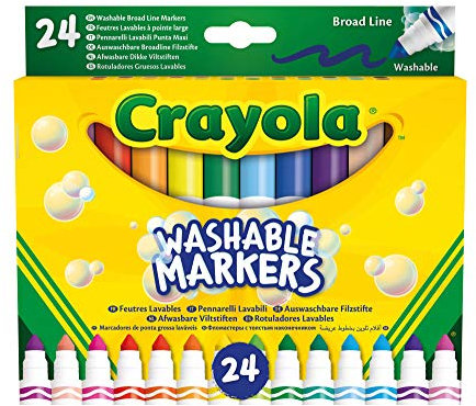 CRAYOLA, Pennarelli Lavabili a Punta Conica Grossa, Confezione da 24 Pezzi in Colori Assortiti, Età Consigliata: da 3 Anni