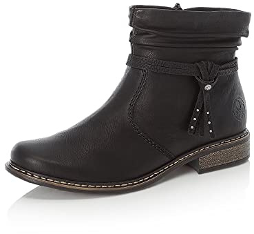 Rieker Damen Ankle Boots Z4953, Frauen Stiefeletten,halbstiefel,Kurzstiefel,uebergangsschuhe,uebergangsstiefel,flach,schwarz (00),39 EU / 6 UK