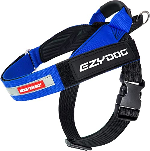 EzyDog Express Hundegeschirr - Norwegergeschirr für Kleine, Mittelgroße und Große Hunde, Reflektierendes, Verstellbares, Gepolstertes Geschirr Hund. Perfekt zum Joggen und Radfahren (S,Blau)