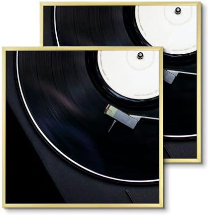 Golden State Art, Lot de 2 cadres d'album en aluminium de 31,8 x 31,8 cm, finition en métal brossé, façade en verre acrylique, pour couverture d'album de 30,5 x 31,8 cm, doré