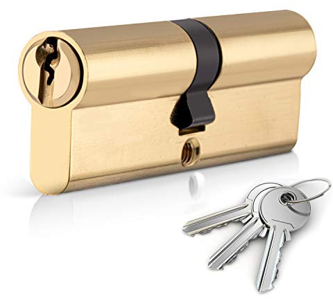 XFORT Brass 35/35 Euro Cylinder Lock (70mm), UPVC Door Lock, 6 Pin Cylinder Lock with 3 Keys, PVC Door Lock, Euro Lock Cylinder, Barrel Lock for Front Door or Internal Door