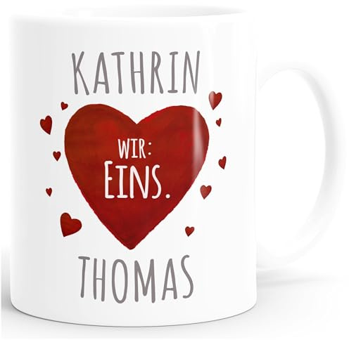 SpecialMe® personalisierte Kaffeetasse Ich Deins, Du Meins, Wir Eins. Panda-Bär anpassbar mit Namen personalisierte Liebesgeschenke Weiss Keramik-Tasse