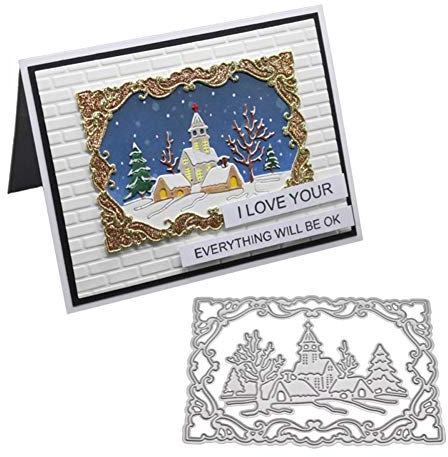 Benoon Metall-Stanzschablonen mit weihnachtlichem Schnee-Motiv, Prägeschablone für Bastelarbeiten, Scrapbooking, Fotoalbum, Papierkarten, Bastelarbeiten, silberfarben