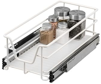 bremermann Teleskopschublade 30 cm mit Einlegeboden, K�chenschublade zum Nachr�sten, Vollauszug mit Teleskop-Schienen, Schrankauszug ideal f�r K�Che, Bad & Schlafzimmer, aus Metall, gr (Wei�)