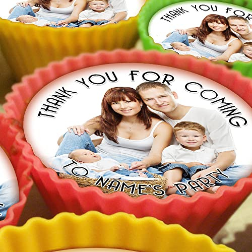 Your Own Image Skinny Text - Black Text - 20 x 5cm Personalised Edible Cupcake Toppers on Premium Icing