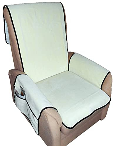 Holzdrehteile Sesselschoner Velourleder Optik Schoner Sesselauflage Überwurf Auflage Lederoptik Creme