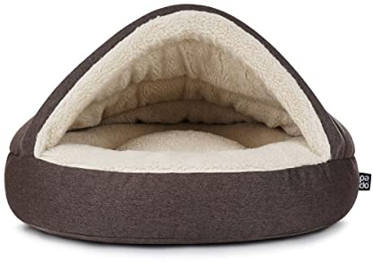 Mypado Shell Mono Hundehöhle mit Strukturstoff - die Kuschel Oase für den Hund Größe L, Füllung Schaumstoff, Braun