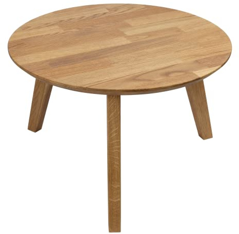 Kleiner Couchtisch Eiche 50x50x35cm – Minimalistisch Rund Beistelltisch Holz - Nachttisch auf Holzbeinen Tisch Holztisch - Wohnzimmertisch