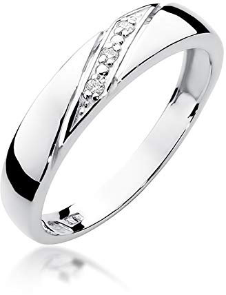 MARKO Weißgold Damen-Goldring mit 0,02Ct Diamanten | 14 Karat Gold (585) | Goldring mit Box | Goldring für Frauen (Weißgold, 50 (15.8))