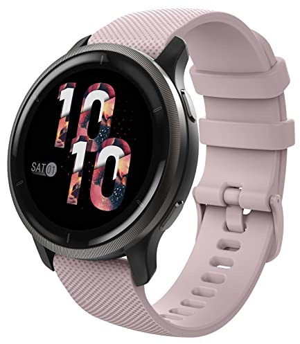 MoKo Strap Compatible with Garmin Vivoactive 4S/Venu 4 41mm/3S/2S/Forerunner 265S/255S/255S Music/Vivomove 3S, 18mm Soft Silicone Replacement Watch Band Sport Wristband, Rose Pink