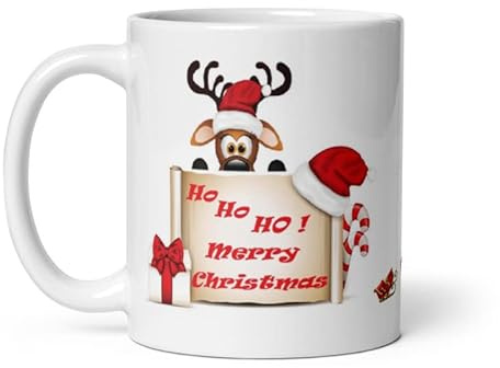 Générique Mug renne rigolo Merry Christmas à offrir pour Noël à un Ami, Copain, Copine, Mari, Femme, Enfant, Parent à offrir pour le plaisir.