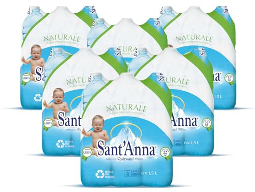 Acqua Sant'Anna Naturale 1,5L | Pack 36 Bottiglie | Acqua Minerale Oligominerale, Minimamente Mineralizzata| Fonte Alpina, Idratante e Leggera