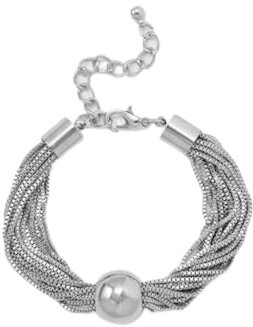 Gothic Twisted Chunky Chain Women Necklace Vintage Big Ball Pendant Collar Clavicle Chain Jewelry Steampunk-silver bracelet