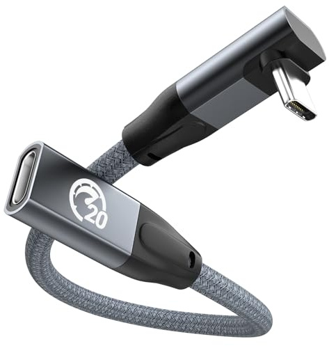 USB C Verlängerungskabel 0.3M, Typ C 3.2 Gen2 Stecker auf Buchse Adapter | Up&Down Winkel PD 100W/4K@60Hz Typ C 20Gbps Extender 90 Grad für iPhone 17 16 15, Galaxy S26 S25, MacBook M4 M3, Pixel 10/9