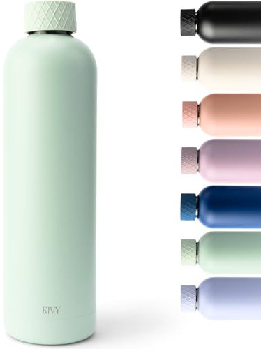 KIVY Isolierte Trinkflasche 1l Edelstahl - Auslaufsichere Thermosflasche 1l - Kohlensäure geeignet - Trinkflasche Schule, Gym, Reisen - Flasche Edelstahl - Sport Wasserflasche - Isolierflasche