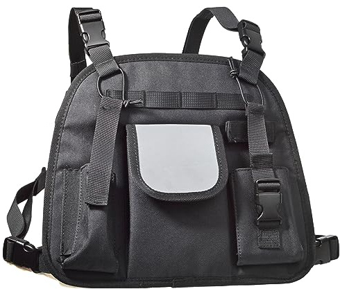 HYS Nylon-Tasche Walkie Talkie Brusttasche Gurttasche Kompatibel für Baofeng Motorola Kenwood Präsident Sepura Handfunkgerät GPS, Rucksack Holster, Vest Rig Tasche (Schwarz)