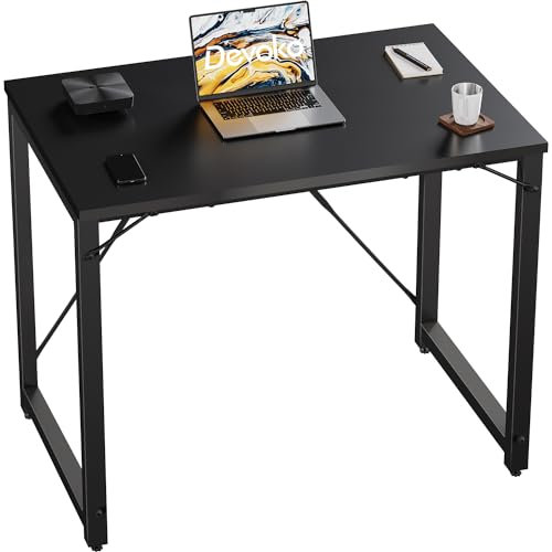 Devoko 80 x 60 x 75 cm Schreibtisch, Kleiner Camping Tisch, Bürotisch für Arbeitszimmer, Study Table, Industrie-Design Desk, Computertisch Klein für Home, Office, Schwarz