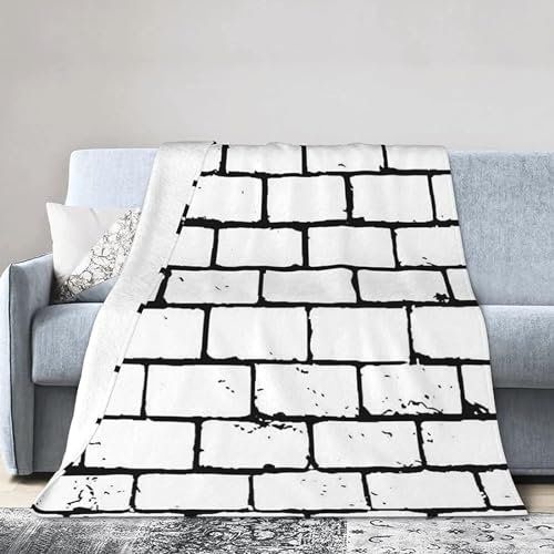 Weiß Kuscheldecke Flauschig 220x240cm 3D Ziegelwand Fleecedecke Weich Sofadecke Warm Bettdecke Decken Wohndecke Tagesdecke Sofaüberwurf Decke Couchdecke Bettüberwurf G730
