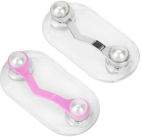 SHIDOW 2 x magnetische Perlen-Brillenhalter aus Edelstahl, für Herren und Damen, Brillenmagnete, befestigt an Ihrem Hemd, um Ihre Brille sicher zu halten (Rosa + Weiß), Pink, 1.7× 0.9× 0.43