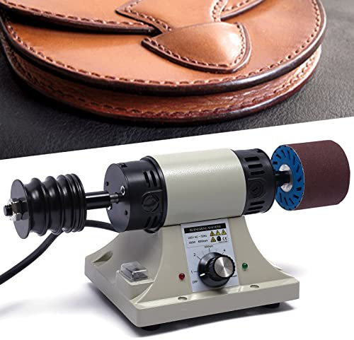 Ponceuse Électrique Pour Cuir et Caoutchouc 350 W, Machine à Polir avec Tête de Ponçage 0-8000 RPM, Polisseuse d'établi Machine à Polir Electrique pour Cuir & Bois