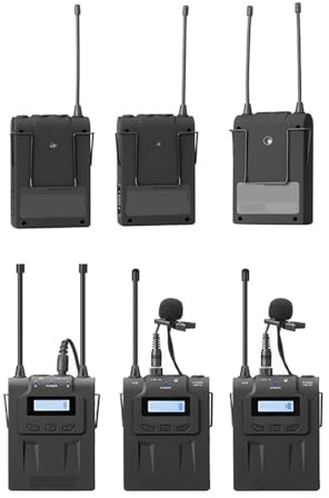 WESLNN Sistema De Micrófono Inalámbrico Lavalier De Doble Canal UHF 2 Transmisores Y 1 Receptor