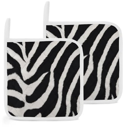 Pot Holder Set of 2 Kitchen Heat Resistant Potholder for Cooking Zebra Animal Pot Holders Oven Hot Pads Washable Potholders for Baking Non-Slip Oven Pot Holder Set Square Trivet for BBQ