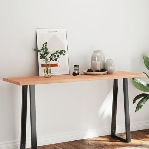 ShGaxin Tischplatte Hellbraun 160x50x4cm Eichenholz Behandelt Baumkante, Arbeitsplatte, Holzplatte, Schreibtischplatte, Waschtischplatte, Küchenarbeitsplatte