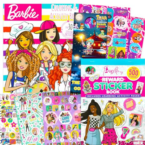 Barbie Stickerblock-Set – Bündel mit 500+ Aufklebern plus Mal- und Aktivitätsbücher für Kinder