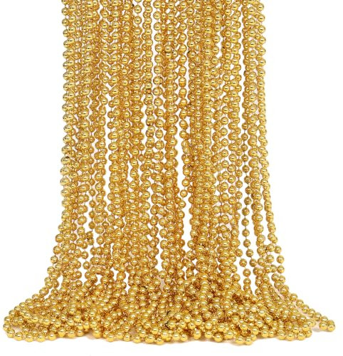 Biubumtu 30 x Mardi Gras Perlen, goldene Perlenkette, Partyzubehör, 83,8 cm, Mardi Gras Weihnachten, Perlen, Halskette, Großpackung, Kostümsachen, Festival-Parade, Überwurf-Zubehör-Sets für Karneval,
