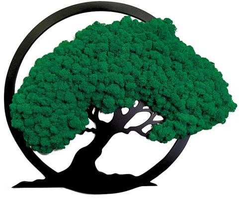 Scandinavian Moss Moosbilder in Form Eines Baumes - Schön Aussehender Wand Baum - Bringen Sie Leben Ihre Wohnung - Wandbild aus Natürlichen Rohstoffen und Deko Moos 50cm