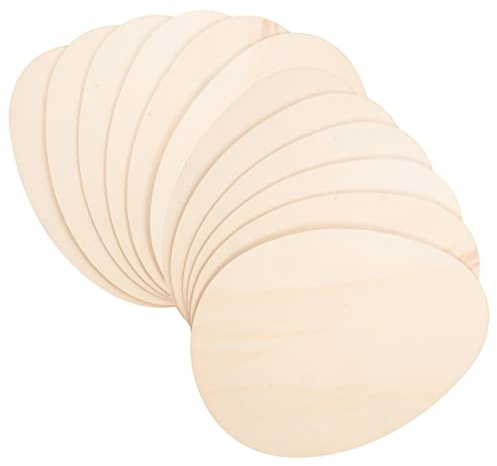 DIYEAH Wooden Easter Eggs 12Pcs Unfinished Egg Shaped Cutouts for Crafts Paintable Wood Slices for Easter Party Decorations and Home Decor Basket Fillers