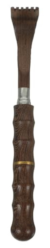 FRCOLOR Dehnbarer Rückenkratzer aus Wengeholz und Metall lang Glatt Juckreizlindernd Tragbar für Senioren und Reisen Massage Tool für Rücken und Kopf