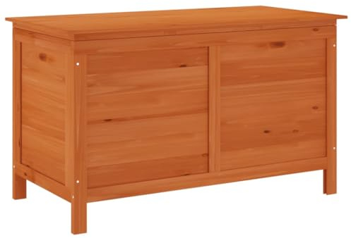Gecheer Coffre de rangement pour jardin, extérieur, patio, en bois d'épicéa, naturel, 99 x 49,5 x 58,5 cm, coffre d'extérieur, coffre de jardin, coffre en bois, rangement en bois