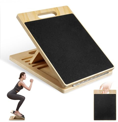 Mucek Balance Board Wadendehner aus Holz, Professionelles Schrägbrett Einstellbares, Wadentrainer mit Tragegriff für Wadenstreckung, Zuhause und Outdoor-Gebrauch