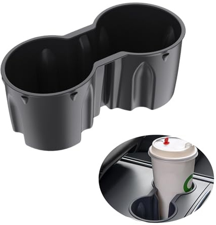 Center Console Cup Holder Insert for Tesla Model 3 & Model Y, Insert Drink Holder Car Cup Holder, Anti-Spill Silica Gel Drink Holder Mats for All-Weather Protection (black)
