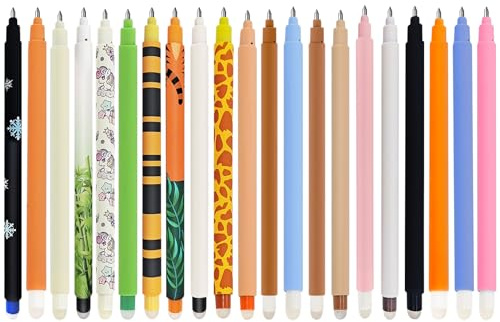 Set aus 10 radierbaren Gelstiften mit wärmeempfindlicher Tinte,Kawaii Verschiedene Tiermotive, Mehrfarbig Temperaturempfindlich, 0,7 mm Spitze, Zufälliger Stil (10 Pens Set)