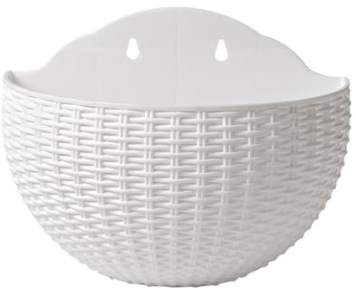 Générique Wall Flower Pot, Imitation Rattan Wall-Mounted Planter for Pothos and Orchids, 10.24x8.07 inches, Semicircular Container Balcony, Apartment, Farmhouse, Garden, Patio Decor, Rustic