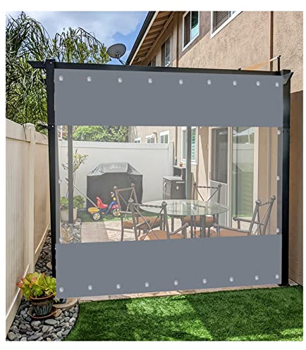 Cortinas impermeables para exteriores, lona de plástico transparente, resistente a la intemperie, resistente al desgarro, 0,5 mm, pantalla de privacidad para balcón, 1,8 x 2 m, pantalla de jardín