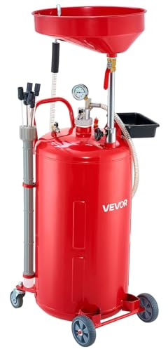 VEVOR Réservoir de Vidange Huile Usagée 79,5 L, Vidangeur Huile Portable Pneumatique avec Entonnoir Réglable en Hauteur, Roues, Drainage Transfert Carburant pour Ateliers Réparation Automobile, Rouge