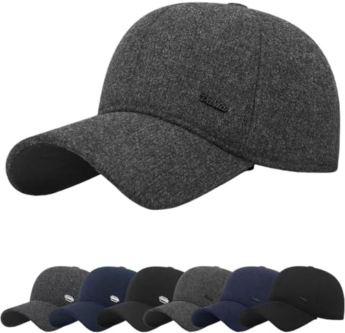 Cozyan Berretto da Baseball Invernale Uomo con Paraorecchie Cappello Invernale con Fodera Cappello da Sole in Velluto a Coste Regolabile con Visiera Curva Berretto per Sport