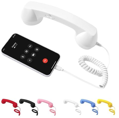 Auricular de Teléfono Retro Actualizado 2026, Auricular de Teléfono Retro con Cable Tipo-C, Receptor de Teléfono Móvil Clásico con Cable de Conexión Manual, Accesorio Estilo Años 90 para Fotos, para