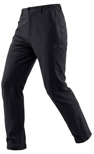 Pioneer Camp Wanderhose Herren Kletterhose Leicht Wasserabweisend & Schnelltrocknend Outdoorhose mit Stretch, Verstellbarer Länge(Black;L)