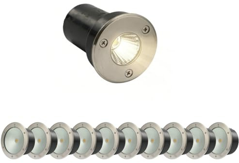 MRDEER 10er Set Bodenstrahler Außen IP67 Wasserdicht Bodeneinbaustrahler, 1W Bodenstrahler Garten wegeleuchten, Für Aussen Wegbeleuchtung Garten Terrasse Treppen, 4000k