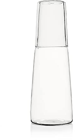 Ichendorf Milano Set di Bottiglia e Bicchiere Acqua | Collezione Torre | 110 + 30 cl | Vetro Borosilicato | Fatto a Mano