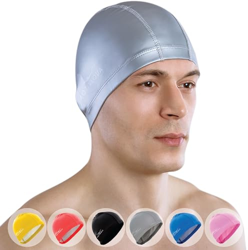 AqtivAqua Swimming Cap for Adults and Kids — Soft and Elastic Spandex with Protective Layer — Ideal for Use in Swimming Pools or Open Water