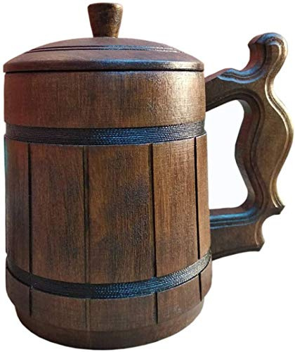 Handgefertigter Holz-Bierkrug mit Deckel, 600 ml, umweltfreundlich, mit Metalleinsatz, tolles Geschenk für Papa zu seinem besonderen Tag