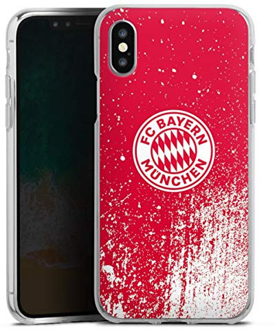 Silikon Hülle kompatibel mit Apple iPhone X Case transparent Handyhülle FC Bayern München Offizielles Lizenzprodukt FCB