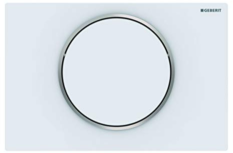 Geberit Sigma 10 115758JT5 Actuator Plate for Flush-Stop Flushes, Front Actuation, Panel + Buttons White Matt Design Ring Polished